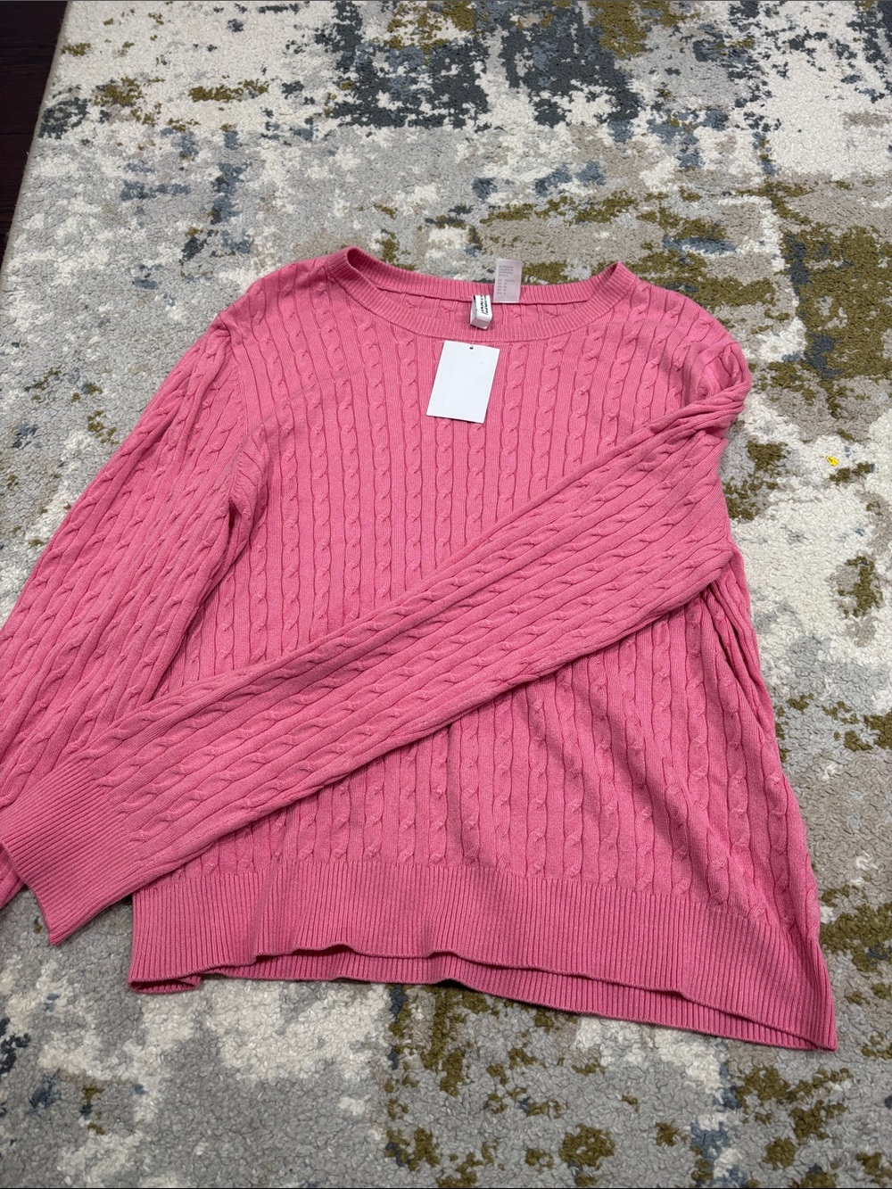 H&M Pink Cable-Knit Crewneck Sweater